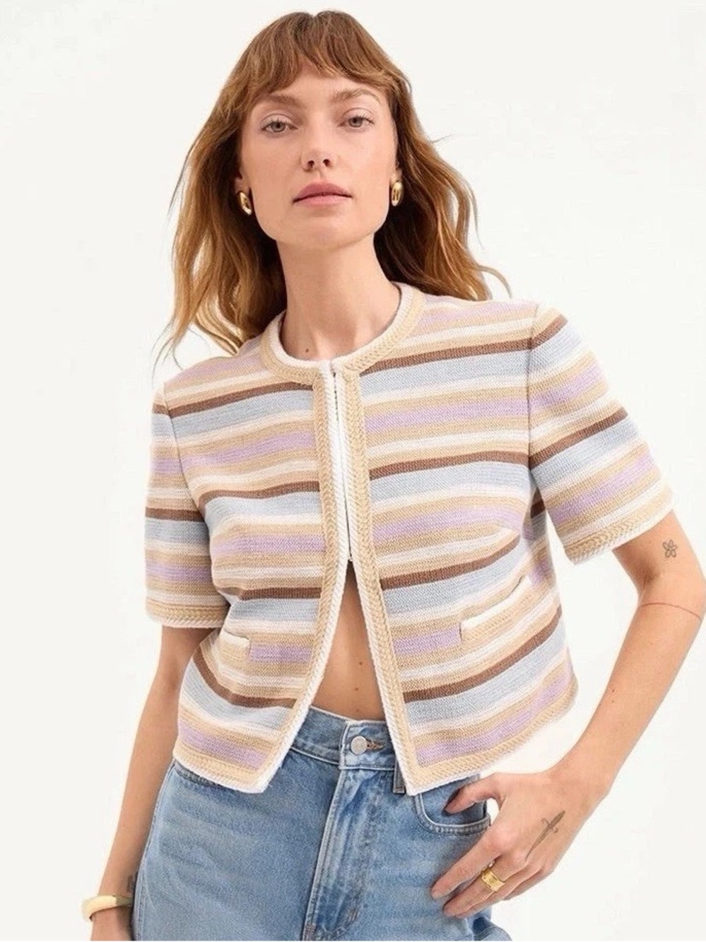 NWT Veronica Beard Wyatt Jacket Khaki Stripe